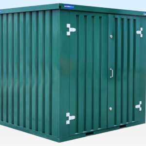 2m Flat Pack Storage Container – Powder Coated Green
