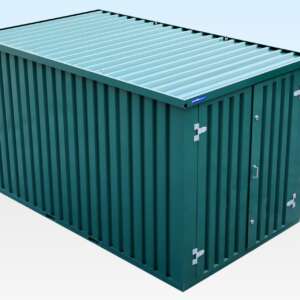 4m Flat Pack Storage Container – Powder Coated Green